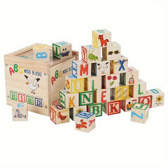 Wooden Letter Blocks Set for Learning Shapes and Colors
