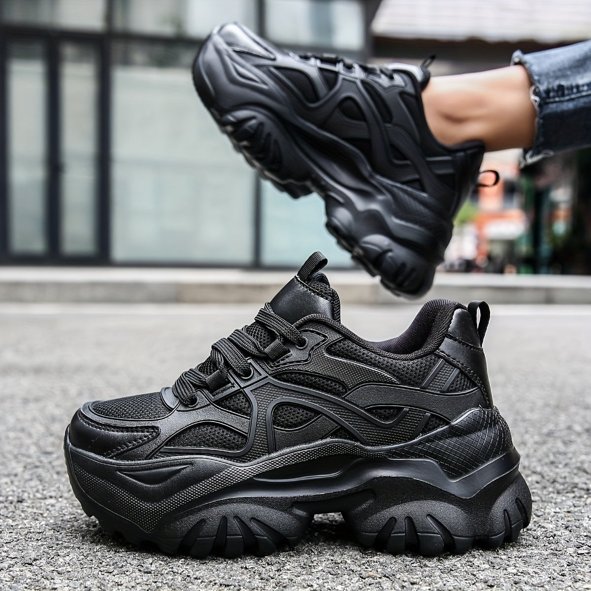 Mesh Breathable Running Sneakers Thick Bottom Shoes Women's Footwear