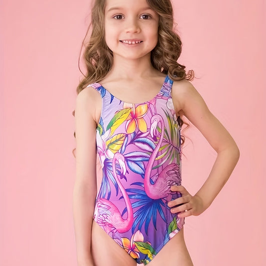 Flamingo Print Toddler Girl's Tankini Swimsuit