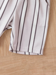 Boy's 2pcs Sweatshirt & Shorts Set Stripe Pattern KIDS Summer Outfits