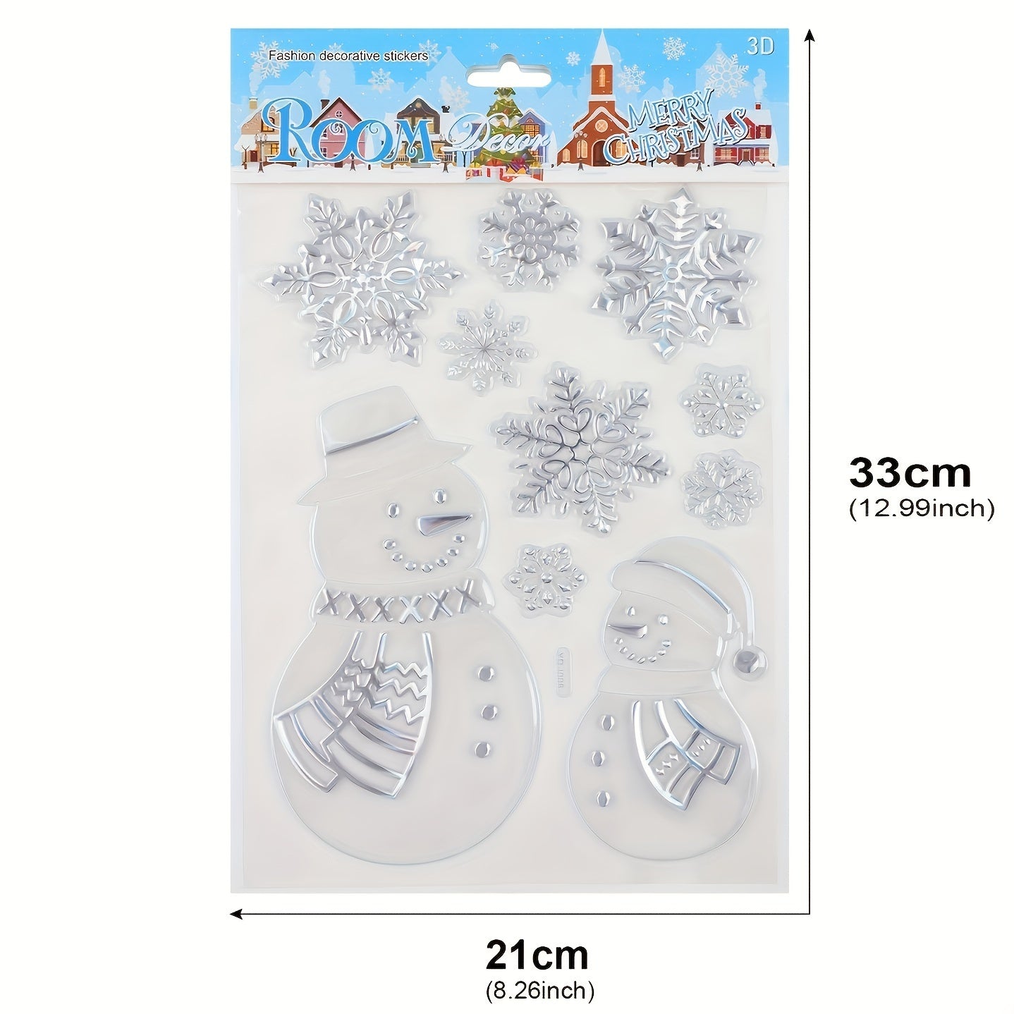 Colorful Snowflake Christmas Tree Snowman Window Stickers
