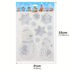 Colorful Snowflake Christmas Tree Snowman Window Stickers