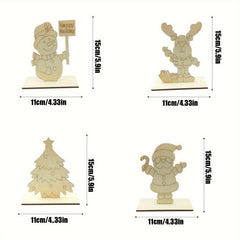1Pc Wooden Embryo DIY Wooden Christmas Elder Snowman Elk Christmas Tree
