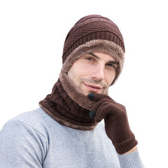 Winter Warm Hats & Scarf Set Pompom Cap Windproof Beanie