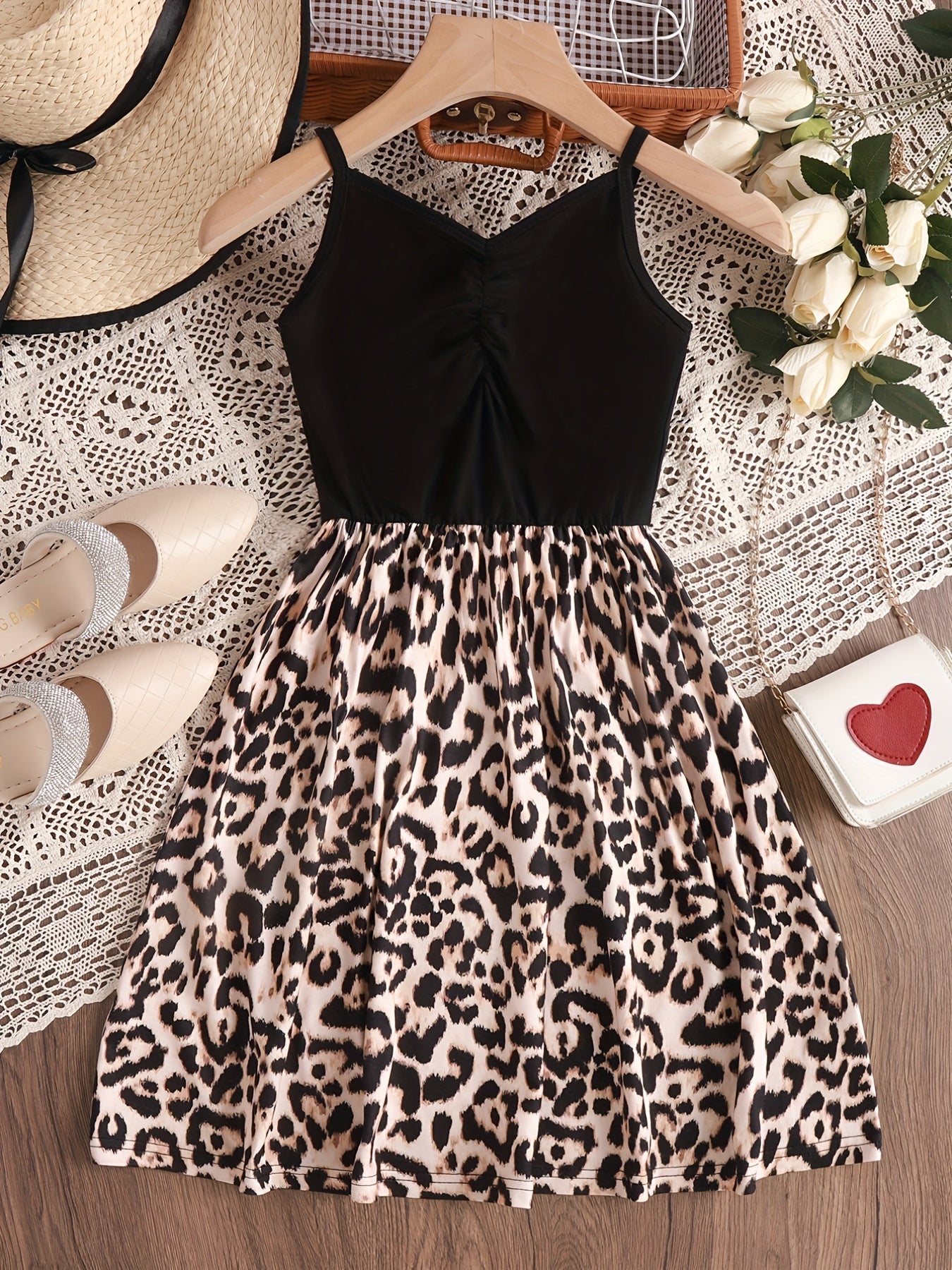 Girls Leopard Print Cami Dress for Party Beach Vacation