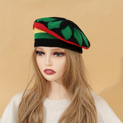 Women's Block Knitted Beret Warm Beanie Painter Cap