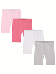 4pcs Toddler Girls' Basic Bike Shorts for Kids Summer Clothes