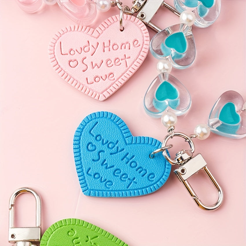 Y2K Heart Shape Beads Keychain Pendant Car Ornament Bag Accessories