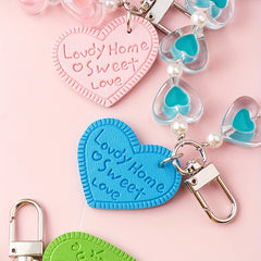 Y2K Heart Shape Beads Keychain Pendant Car Ornament Bag Accessories