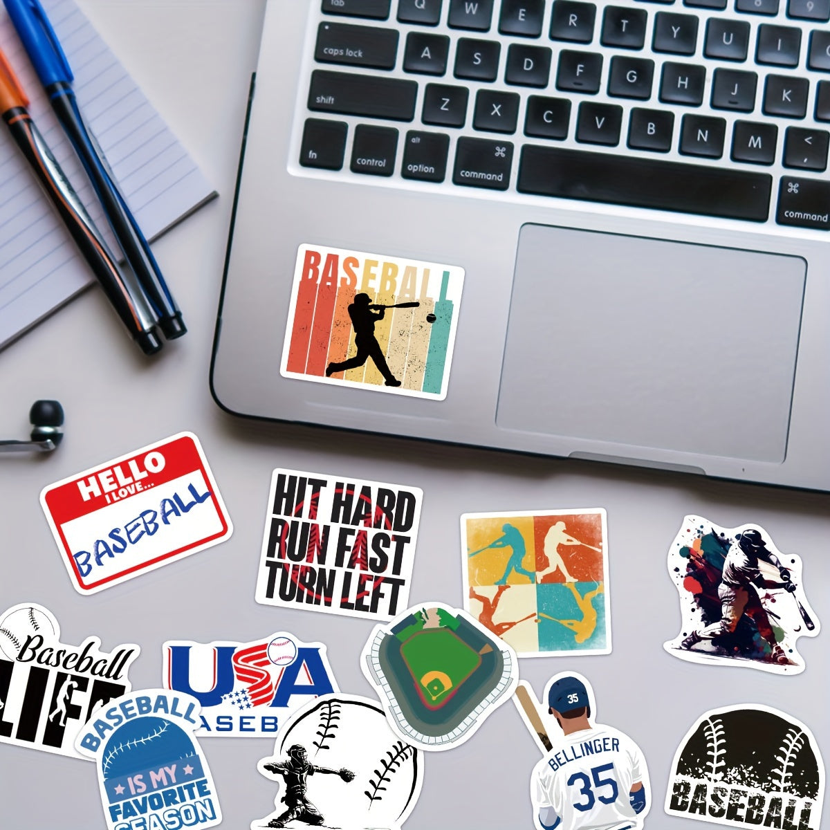 52pcs Baseball Stickers Mobile Phone Case Notebook Water Cup Decoration