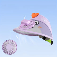 Heart Cartoon Fan Visor Hat Purple Sunshade UV Protection Sun Hat