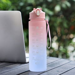 750ml Gradient Outdoor Sports Water Bottle With Time Scale