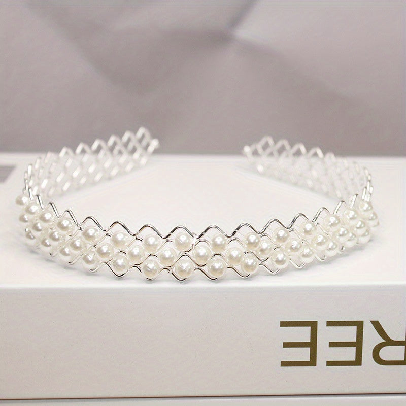 Girls Faux Pearl Hair Hoop Princess Hair Accessories For Party