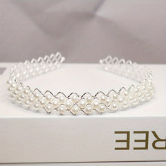 Girls Faux Pearl Hair Hoop Princess Hair Accessories For Party