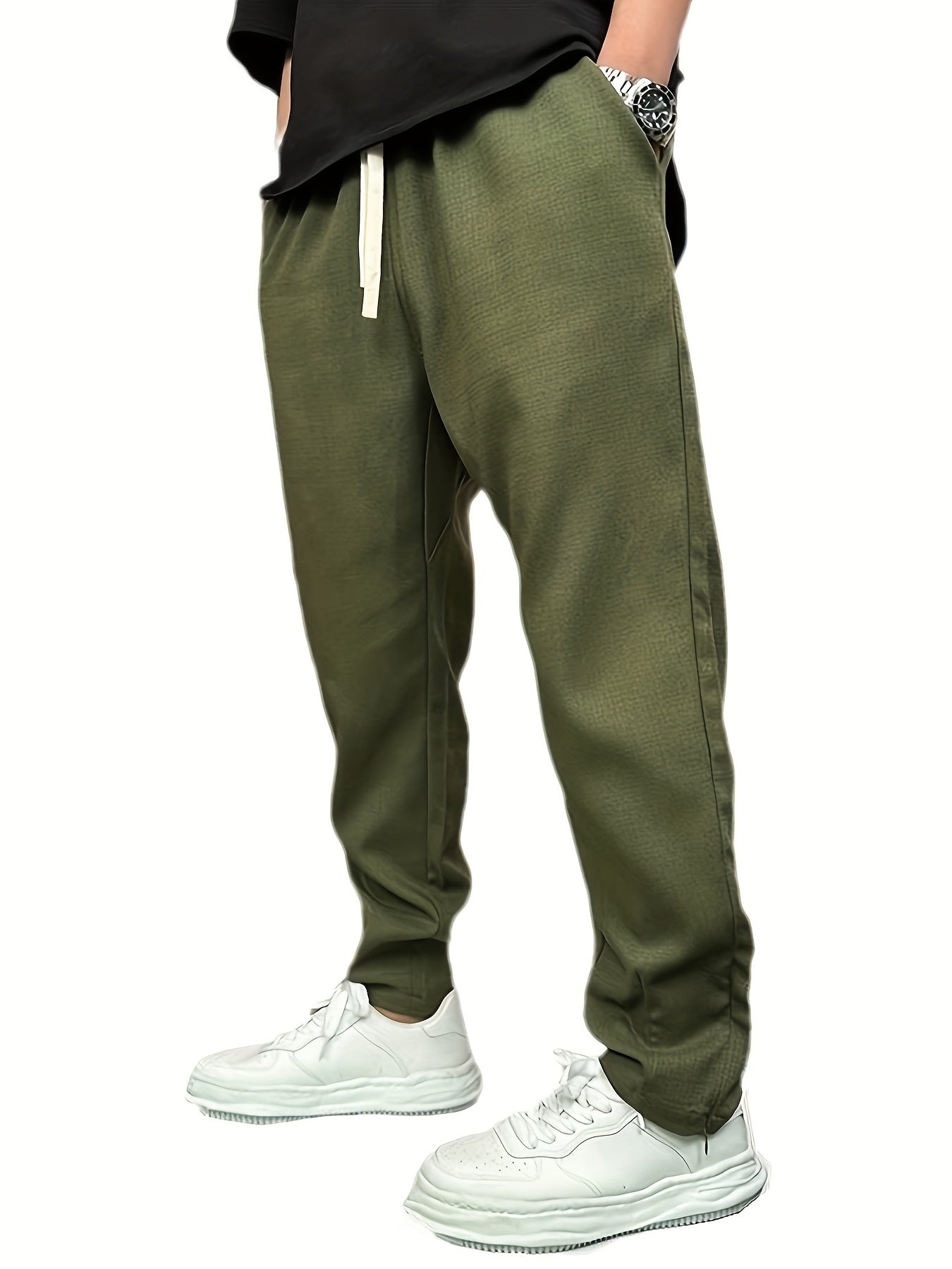 Solid Linen Pants Men's Loose Baggy Trousers Breathable Outdoors Hip Pop Style