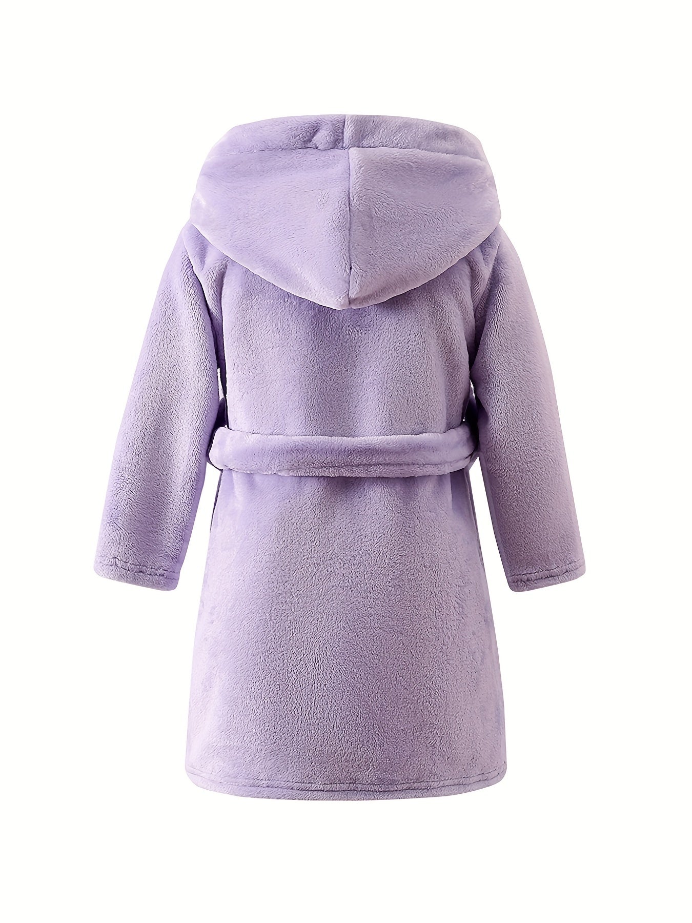 Girl's Unicorn Embroidered Hooded Flannel Bathrobe PJ