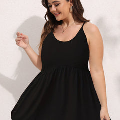Cami Top Women's Plus Plain Ruched Peplum Cami Top