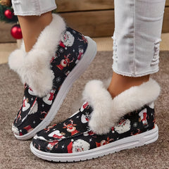 Women's Christmas Style Snow Boots - Snowman Reindeer Pattern
