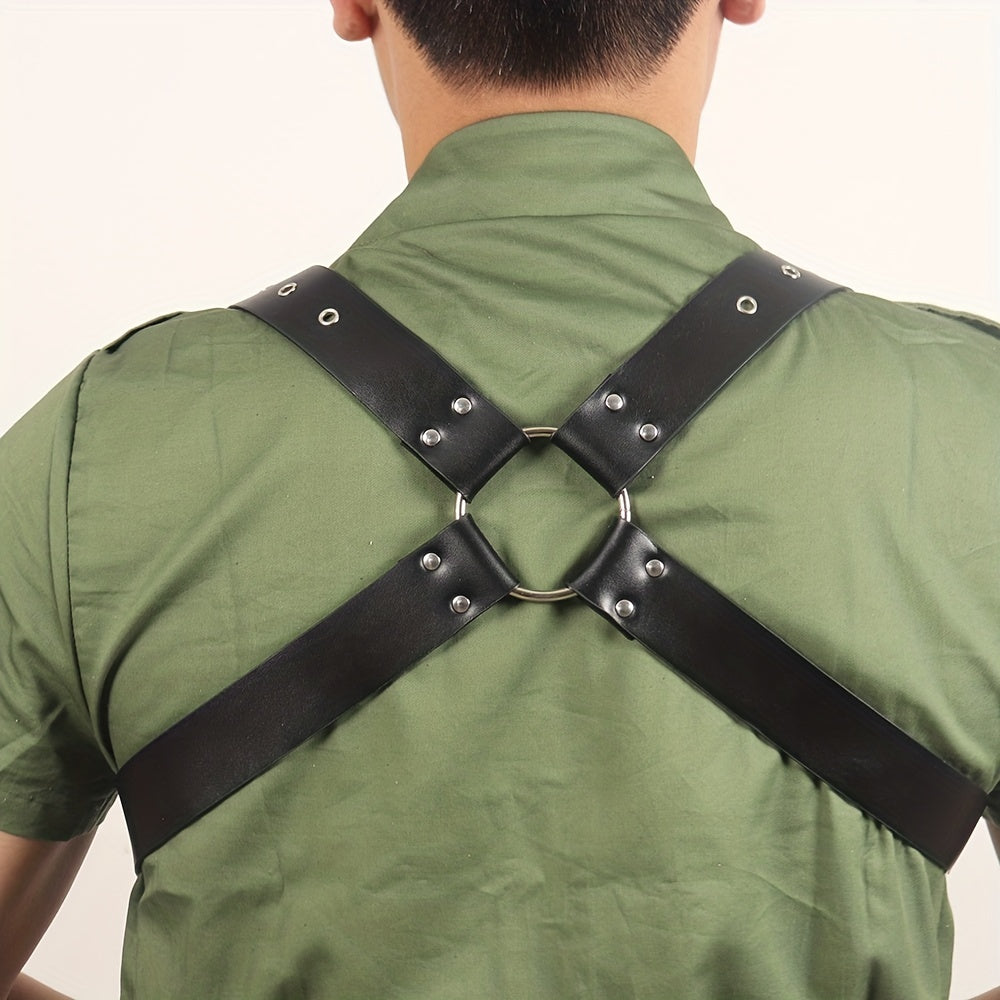 Men's Punk Shoulder Strap PU Leather Adjustable Harness Belt