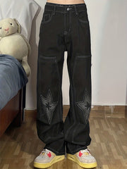 Y2k Letter Print Wide Leg Loose Fit Jeans for Men