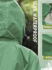 Waterproof Rain Poncho with Zipper Pocket Hood