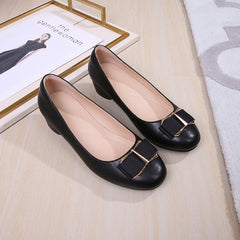 Women's Bowknot Mid Heel Soft Sole Slip-On Shoes Round Toe Court Shoes