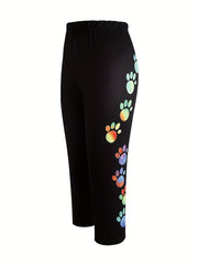 Dog Paw Print Skinny Capris Leggings Women's Clothing