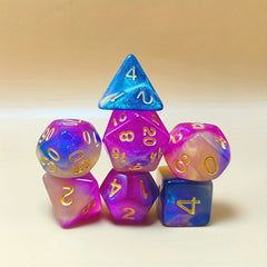 7pcs Dazzling Tri Apricot Purple Polyhedral Dice Set