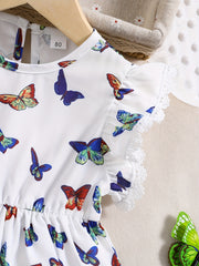 Baby Girls Butterfly Print Puff Sleeve Dress