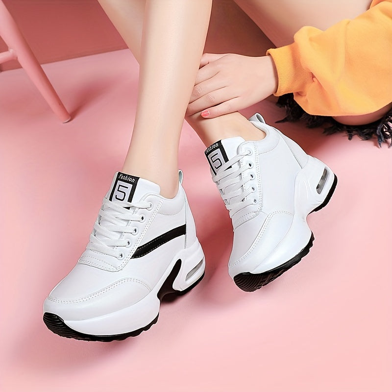 Women's Platform Sneakers Air Cushion Lace up Casual Walking Shoes