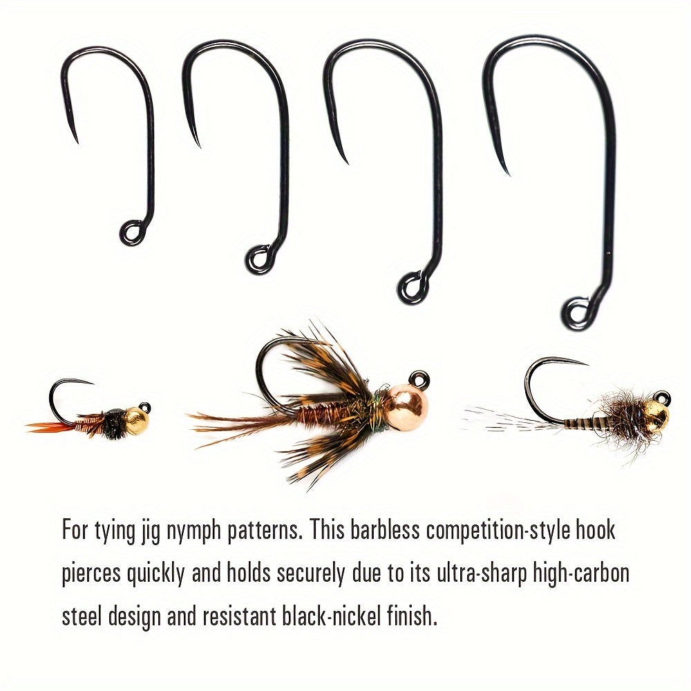 50pcs Barbless Jig Nymph Euro Nymph Hooks 10 12 14 16