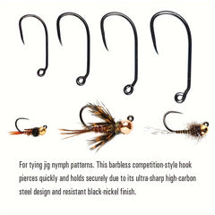 50pcs Barbless Jig Nymph Euro Nymph Hooks 10 12 14 16