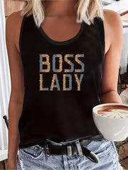 Leopard Slogan Print Tank Top for Women