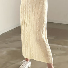 Textured Knitted Skirt Casual Slim Solid Women's Clothing