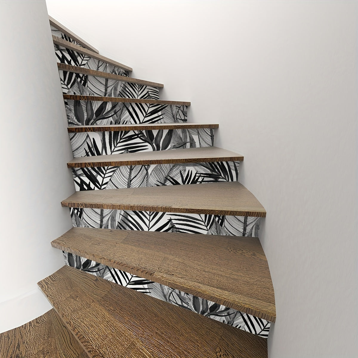 6pcs Tropical Coniferous Watercolor Staircase Sticker Self-adhesive Wallpaper