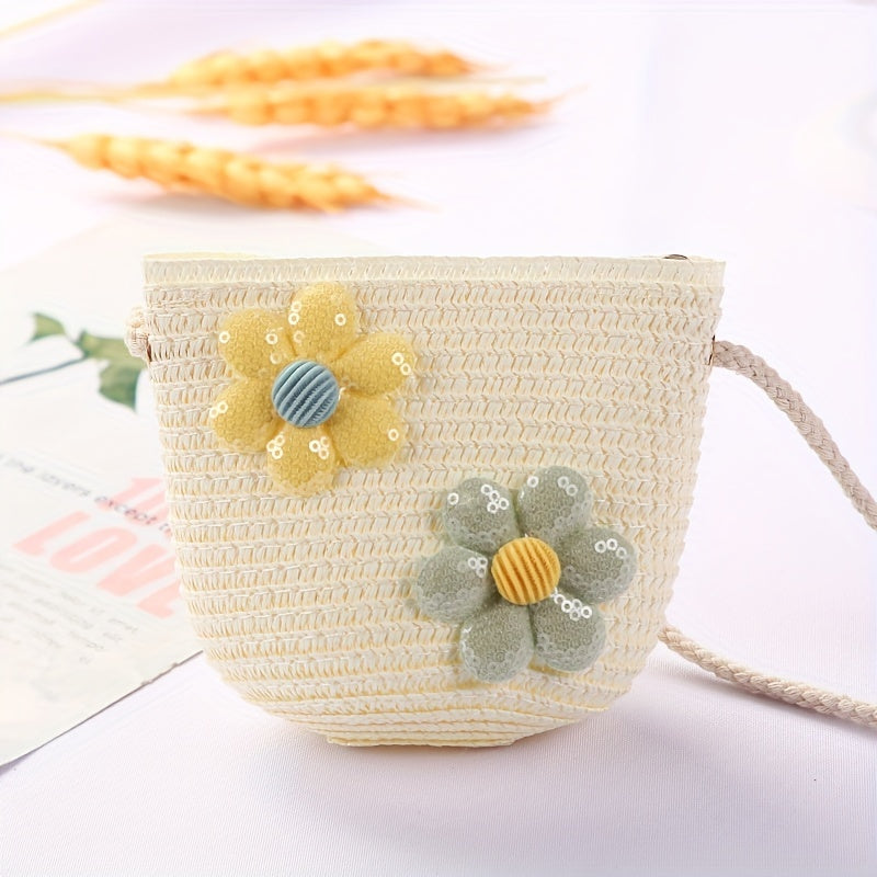 Kids Straw Crossbody Bag Lightweight Shoulder Bag Girls