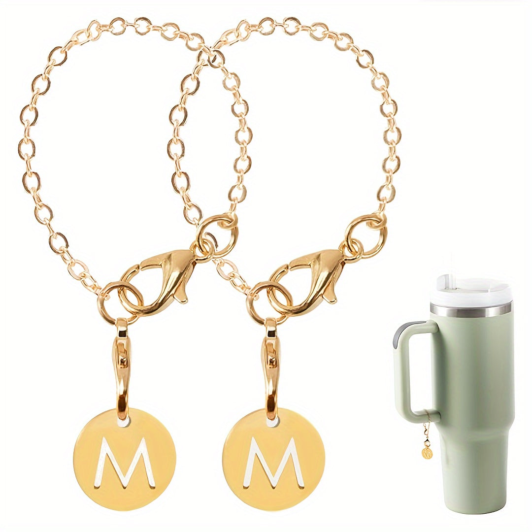 2pcs Metal ID Initial Letter Charms for Cup Identification