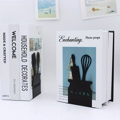 Metal L Shaped Book Stand Kitchenware Style Office Storage