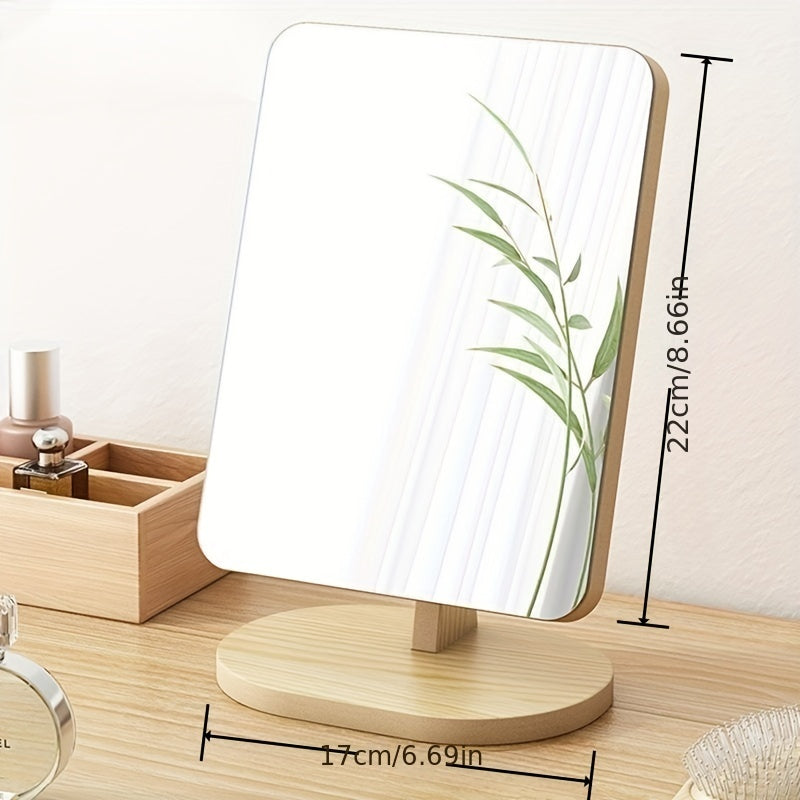 Wooden Vanity Mirror Rotating Makeup Mirror for Daily Makeup & Skincare