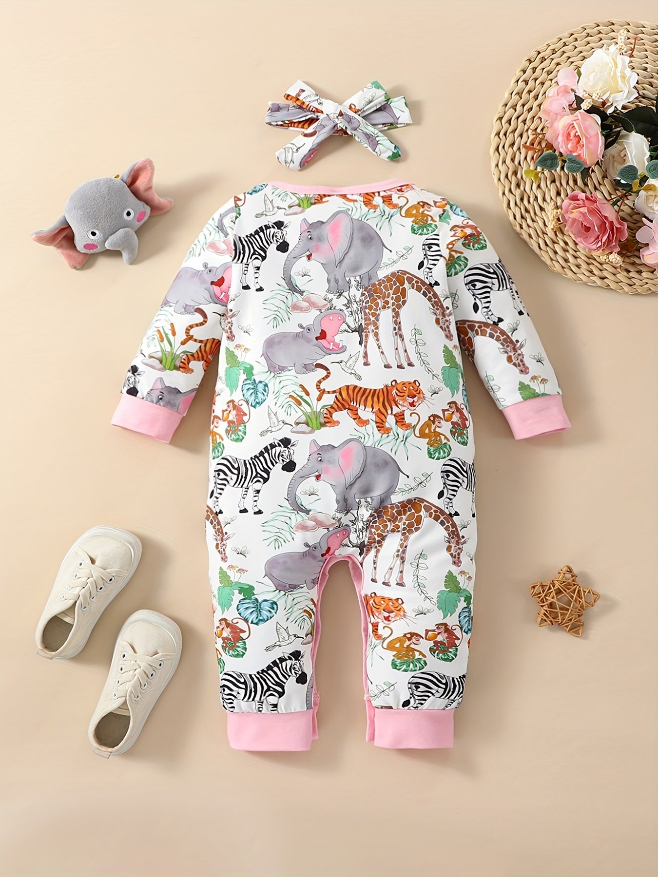 Cartoon Animal Print Baby Jumpsuit Long Sleeve Romper