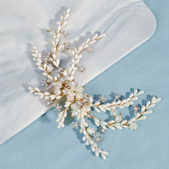 Pearl Flower Alloy Hair Comb Rhinestone Head Jewelry for Prom Party