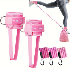 2pcs Fitness Ankle Strap with 3pcs Resistance Ropes