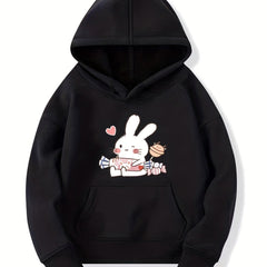 Kid Teen Girls' Bunny And Candy Hooded Sweatshirt Top