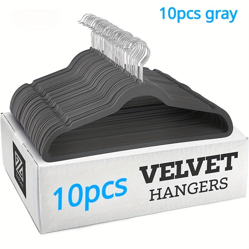 10pcs Velvet Hangers Non Slip Space Saving 360 Rotating