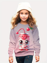 Girls Sweet Soda Graphic Crew Neck Long Sleeve Sweatshirt