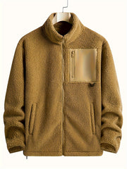 Men's Fleece Zip Up Stand Collar Jacket for Autumn Winter