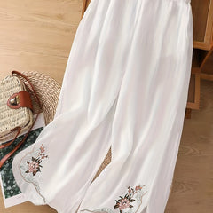 Floral Pattern Crop Wide Leg Pants Spring & Fall Casual Loose Pants