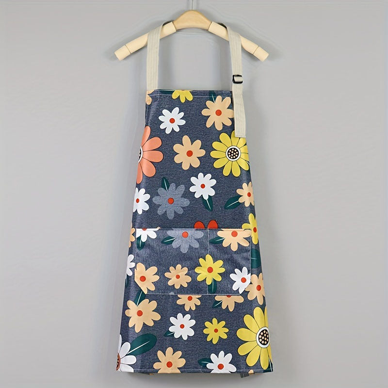 Stylish Flower Apron with Adjustable Halter for Chefs Gardeners Bakers