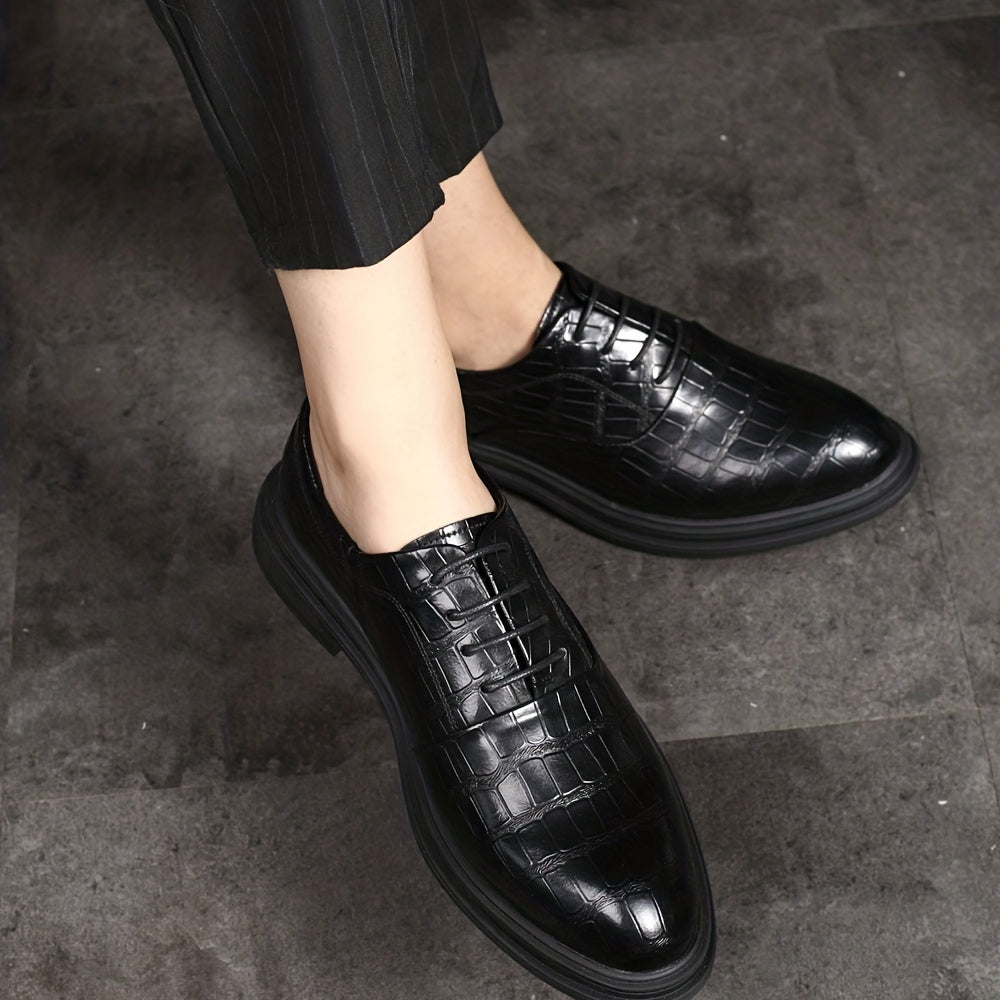 Men's Textured Oxford Shoes Lace up Front Dress Shoes For Men Business Formal