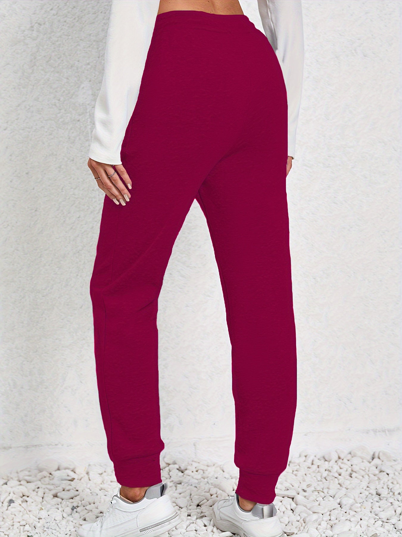 Sports Pants Women's Plus Solid Elastic Drawstring High Stretch Jogger